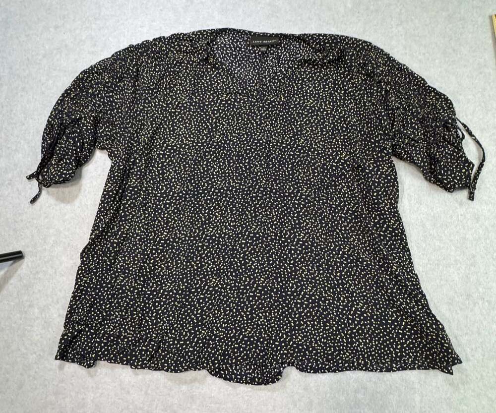Lane Bryant Plus Size Black & Yellow Polka Dot Short Sleeve Blouse Size 20